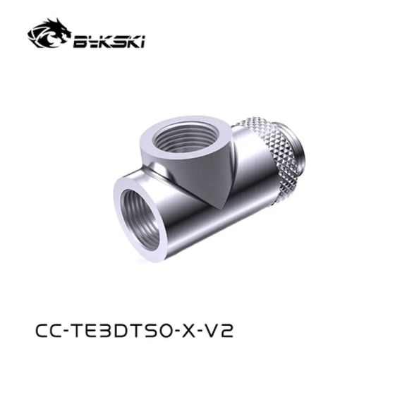 Bykski Adaptateur 3 voies Rotatif 1M-2F - Chrome (CC-TE3DTSO-X-V2)