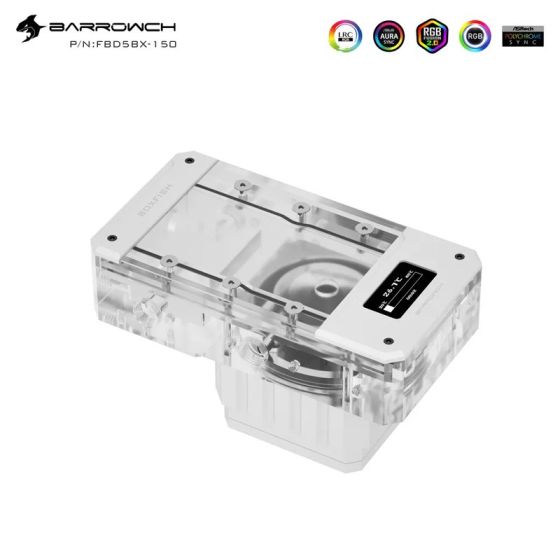 Barrowch Boxfish D5 150mm - Réservoir avec Pompe D5 et écran de monitoring - Silver (FBD5BX-150)