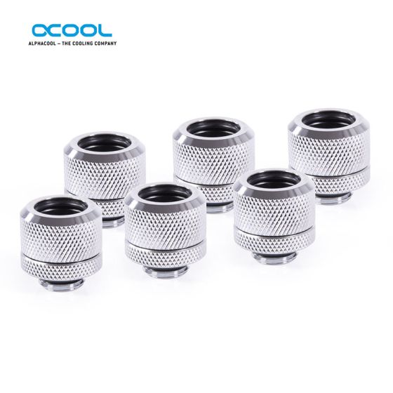 Alphacool Embouts pour tubes durs 14mm - Chrome - Pack de 6