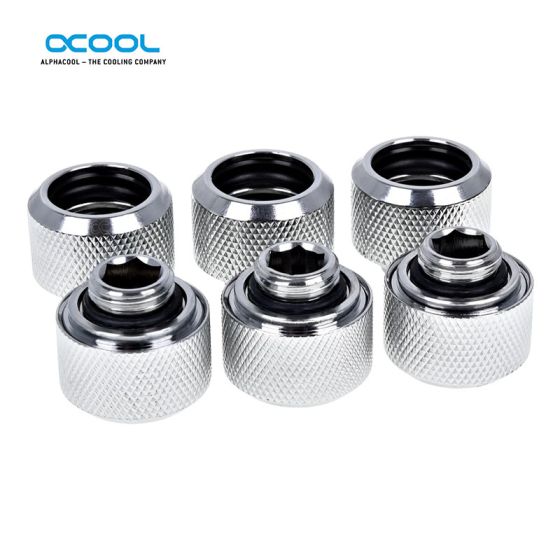 Alphacool Embouts pour tubes durs 16mm - Chrome - boîte de 6