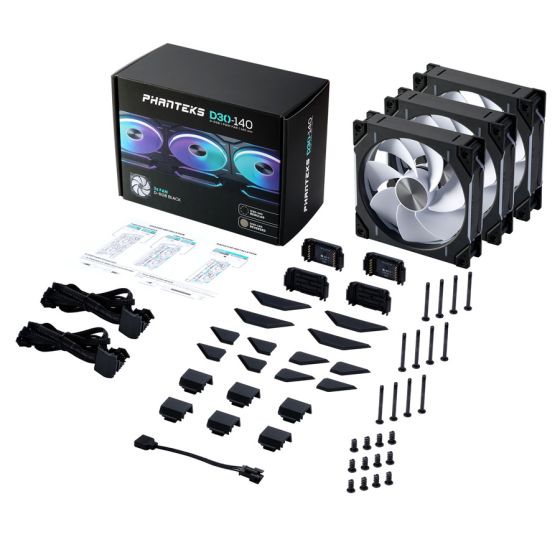 Phanteks D30-140 (reverse) - Ventilateur 140mm ARGB - Noir - Pack de 3