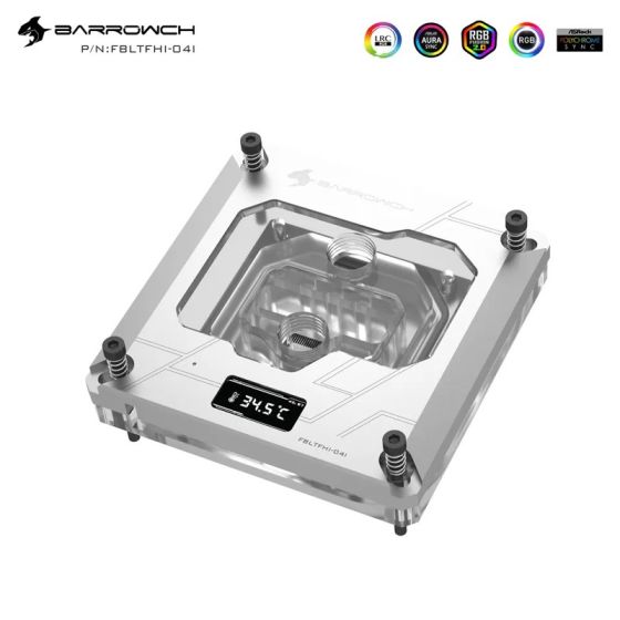 Barrowch Waterblock CPU avec écran de monitoring pour Intel - Silver (FBLTFHI-04I)