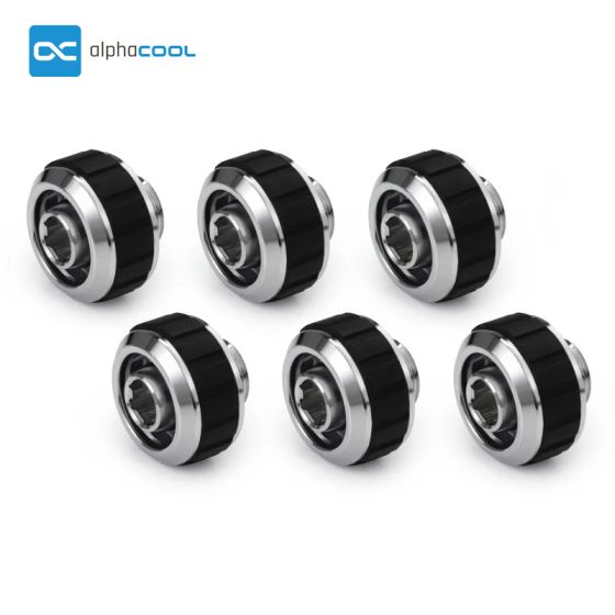 Alphacool Apex Grip - Embouts pour tubes souples 16/10mm - Chrome - boîte de 6