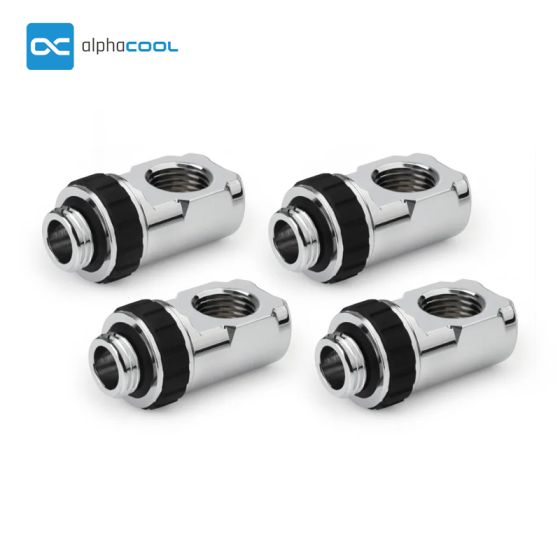 Alphacool Apex Grip - Adaptateur 90° rotatif - Chrome (Pack de 4)