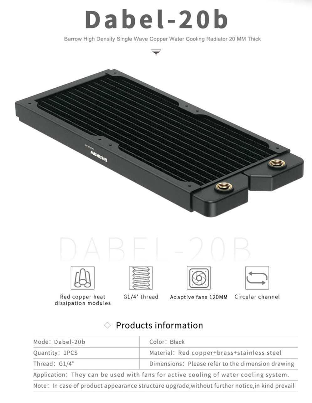 Barrow Radiateur 240mm-20mm - Dabel-20