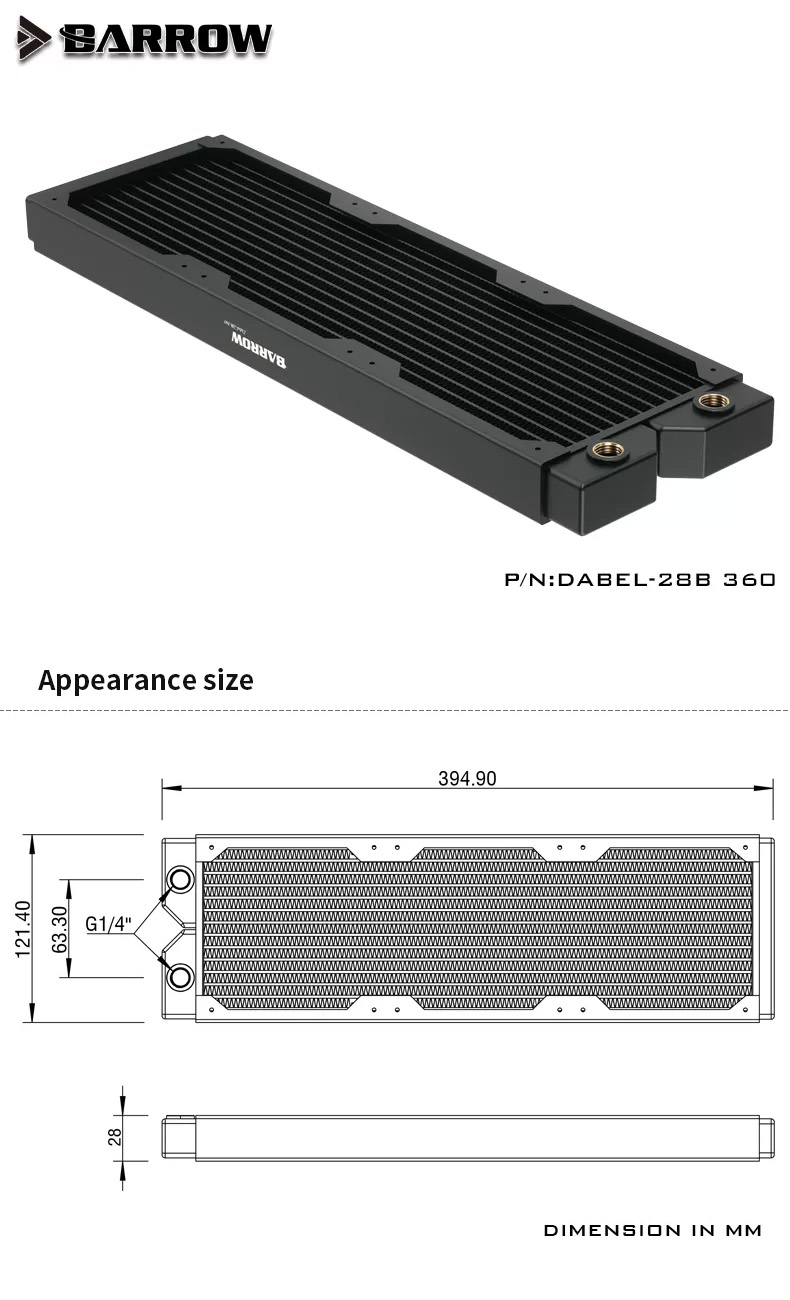 Barrow Radiateur 360-28mm Dabel-28b_1