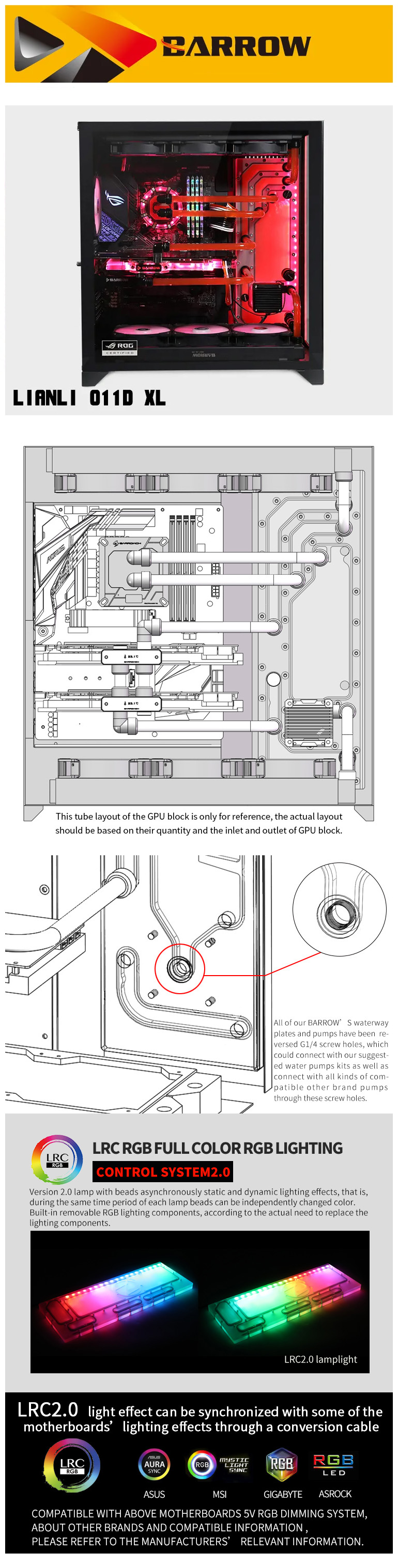 BARROW Distro Plate pour Lian Li O11D XL (LLO11-SDB XL)