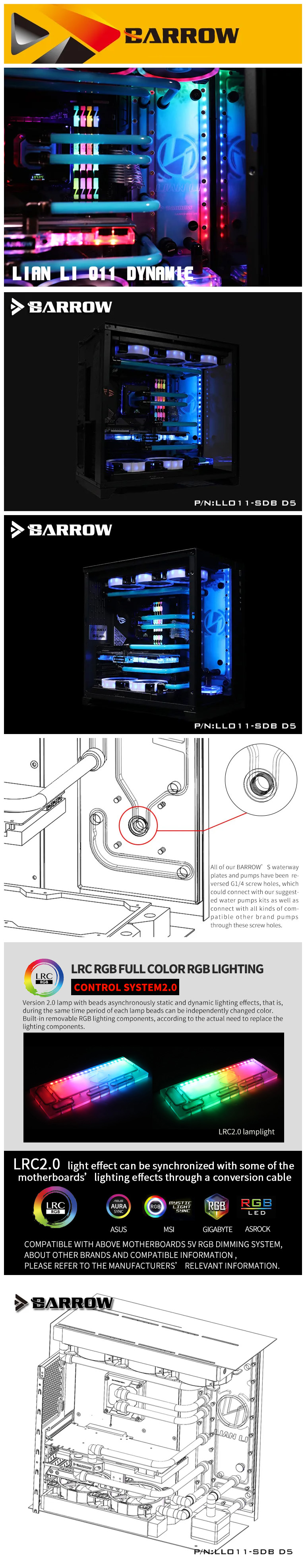 BARROW Distro Plate pour Lian Li O11 Dynamic (LLO11-SDB D5)