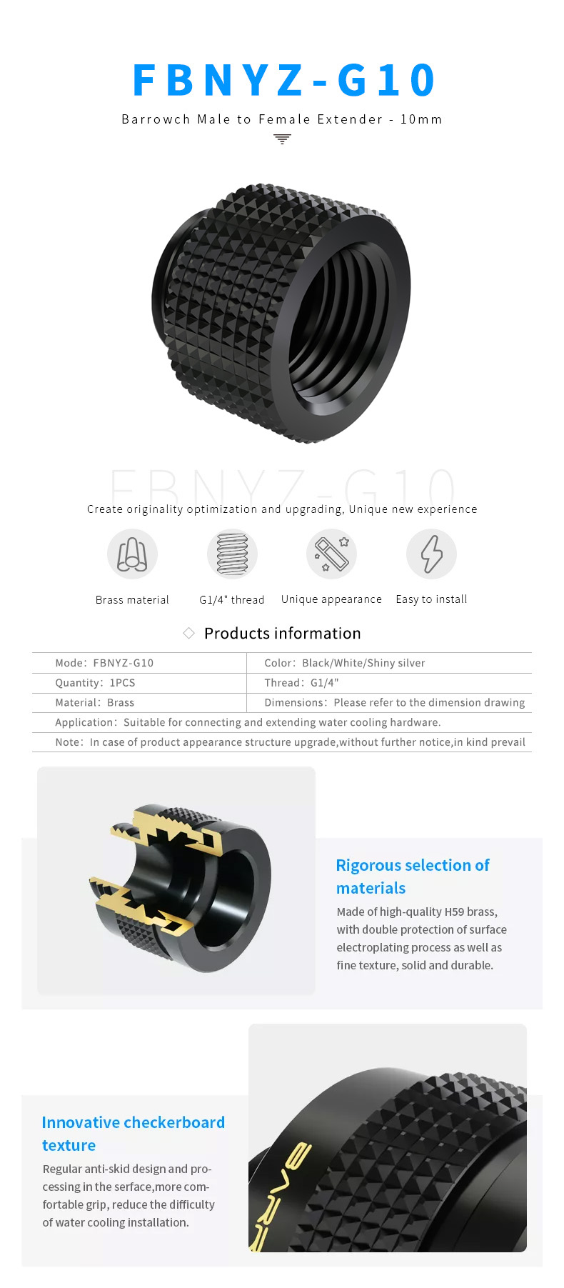 Barrowch Extension M-F 10mm - Noir (FBNYZ-G10)