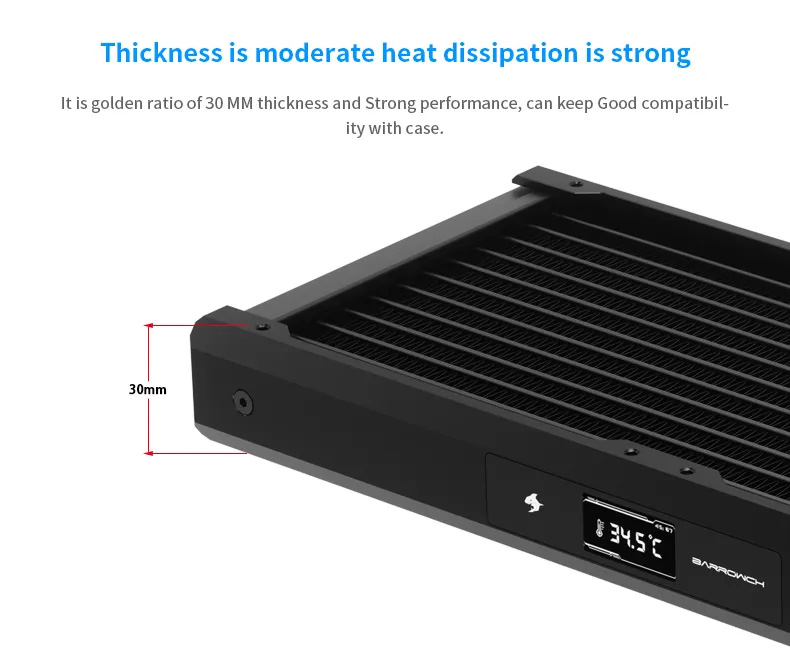 Barrowch Radiateur 360mm avec écran de monitoring Noir_3